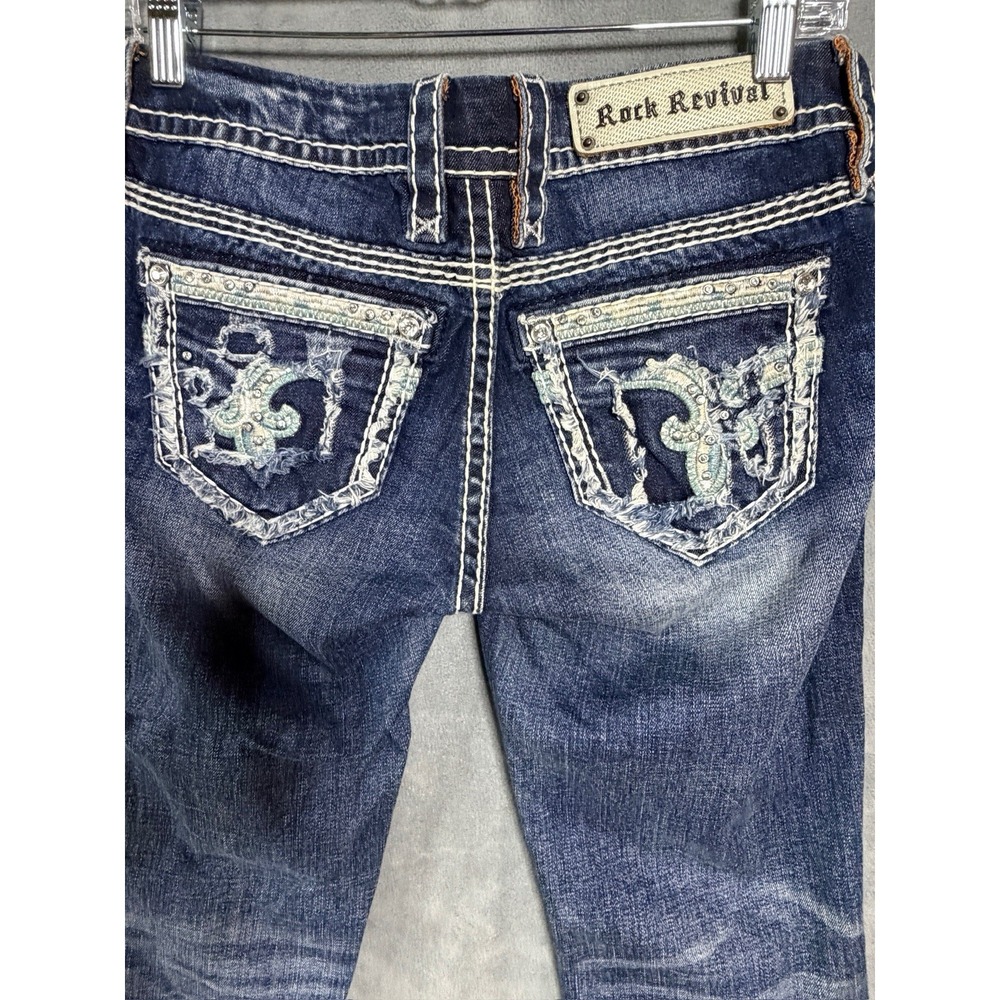 Women's Rock Revival Size 27 Easy Crop Jeans Stretch Denim Country rock Capri